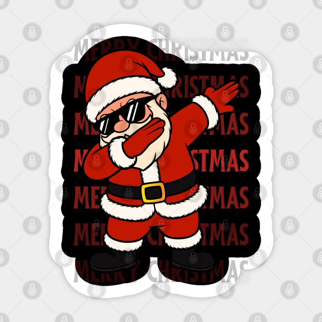 Merry Christmas Dabbing Santa With Sunglasses Sticker by Creatifly Graphic Tees
